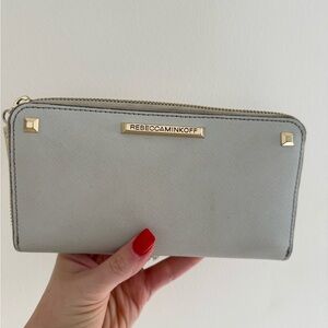 Rebecca Minkoff Leather Continental Zip Wallet - baby blue